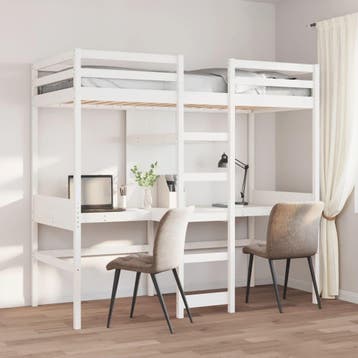 vidaXL Hoogslaper zonder matras massief grenenhout wit, Verzenden, Nieuw, Wit, Hout