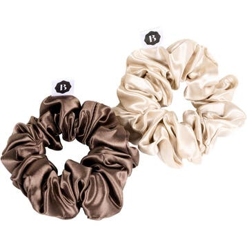 Beauty Pillow – Luxury Silk Scrunchies Champagne & Brown, Verzenden, Nieuw