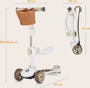 Lionelo Franky - Kinderstep 2in1 - LED - 3 wielen - tot, Verzenden, Nieuw