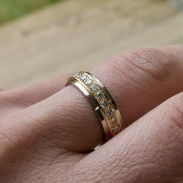 Bicolor alliance ring met diamanten, 18 tot 19, Gebruikt, Overige kleuren, Ophalen of Verzenden
