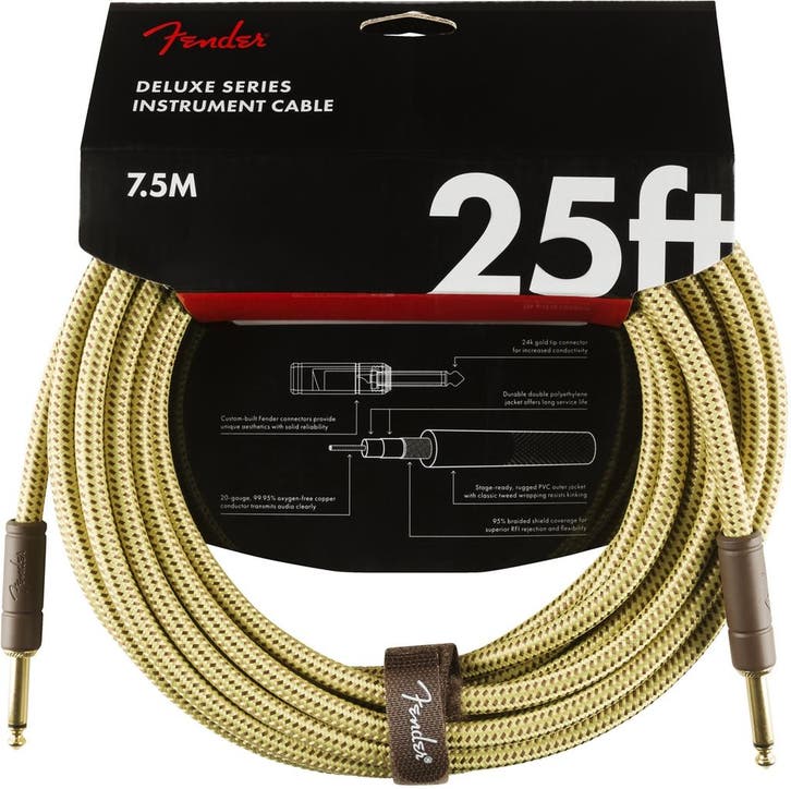 Fender Deluxe instrument kabel 7.5m tweed, Muziek en Instrumenten, Kabels en Stekkers, Verzenden