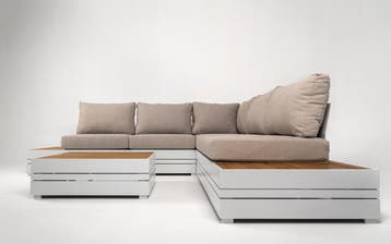Hoek Loungeset  Formentera  Aluminium  Teak  Frost White  Da, Verzenden, Nieuw