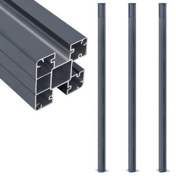 vidaXL Schuttingpalen 3 st 185 cm aluminium donkergrijs, Verzenden, Nieuw