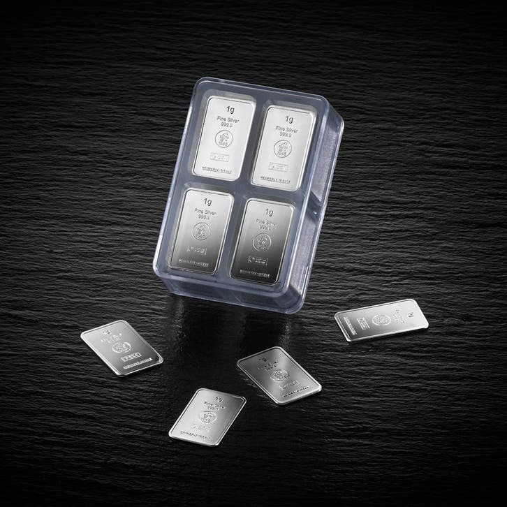 100 gram Heimerle Meule Unitybox 100 x 1 gram Zilverbaar, Postzegels en Munten, Edelmetalen en Baren, Zilver, Verzenden