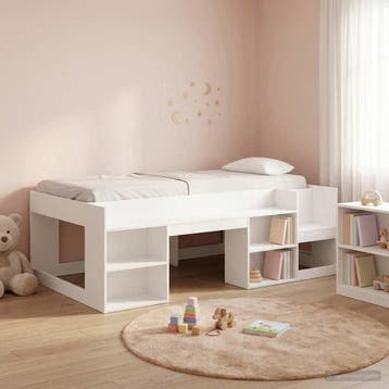 vidaXL Jeugd bedframe met opbergruimte Wit 75 x 190 cm, Verzenden, Nieuw, Bruin, Hout
