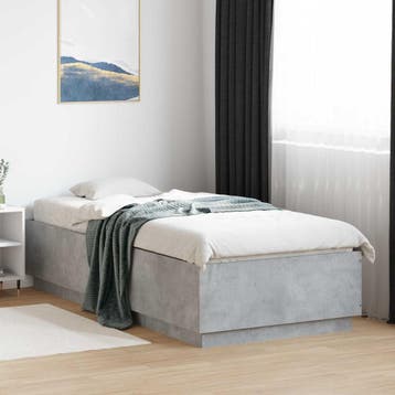 vidaXL Bed Frame met LED Betongrijs 80 x 200 cm Bewerkt hout, Verzenden, Nieuw, Grijs, Hout