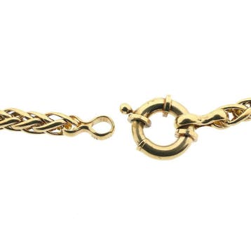 Gouden vossenstaart schakelcollier (Ketting), Ophalen of Verzenden, Gebruikt, Goud, Goud