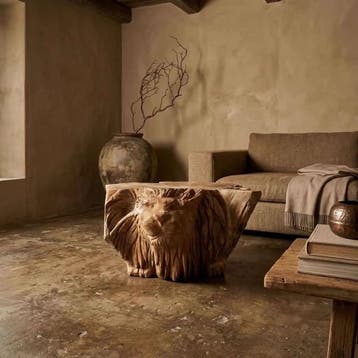 Salontafel Lion Teak Unique | World of Brosi, Huis en Inrichting, Tafels | Salontafels, Ophalen of Verzenden, Nieuw