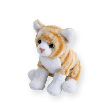 Wild Republic kat knuffel - pluche - oranje/wit - 13 cm, Verzenden, Nieuw