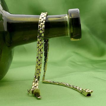 Bicolor gouden panterschakel armband; 14 karaat; 19,5 cm, Sieraden, Tassen en Uiterlijk, Ophalen of Verzenden, Gebruikt, Goud