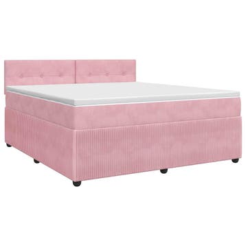 vidaXL Boxspringbed met matras Roze 160 x 200 cm Fluweel, Huis en Inrichting, Slaapkamer | Bedden, Verzenden, Nieuw, Stof