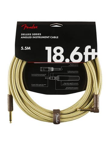 Fender Deluxe Series instrument kabel haaks 5.5m tweed, Verzenden, Nieuw