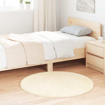 vidaXL Hoogpolig vloerkleed NAVARRA 100x100 cm polyester, Verzenden, Nieuw, Crème