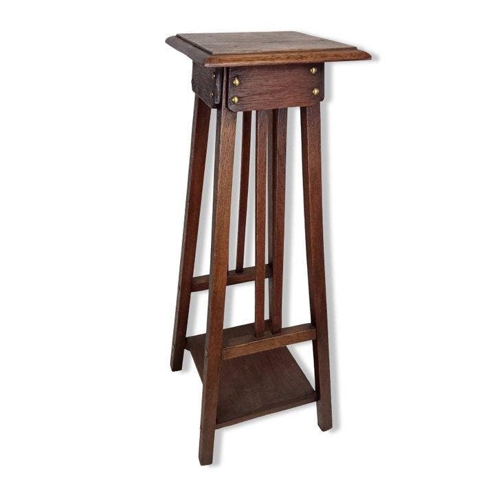 Plantentafel - Eik - Bijzettafel / Piëdestal, Antiek en Kunst, Curiosa en Brocante