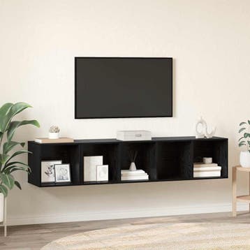 vidaXL TV-kast set 2 st Zwart Eiken Bewerkt hout, Minder dan 50 cm, Verzenden, Nieuw, Minder dan 100 cm