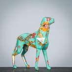 Beeldje - Flower dog - Polyresin, Antiek en Kunst
