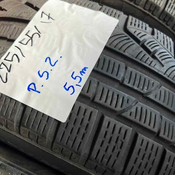 2 x Pirelli 225-55-17 Winterbanden 5,5mm, Gebruikt, 17 inch, Band(en), Personenwagen