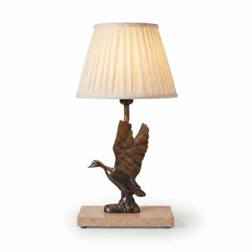 Vintage eenden-bureaulamp met travertin voet, Ophalen of Verzenden, Gebruikt