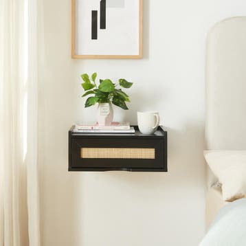 Wandrek Ljuredsø met lade 40x30x17 cm zwart en rotan look [e, Verzenden, Nieuw