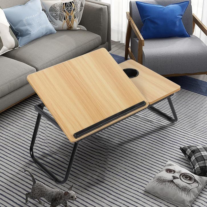 Opklapbare Laptoptafel Verstelbaar Met Bekerhouder, Computers en Software, Laptopstandaarden, Nieuw, Verzenden