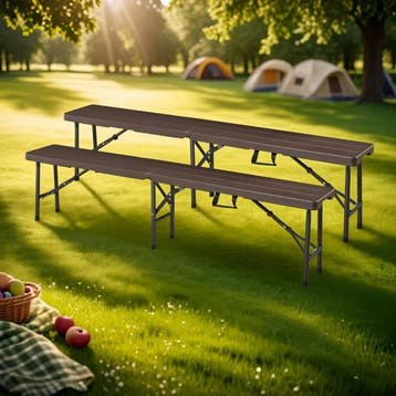 Tuinbank Lillestrøm opvouwbaar 180x25x43 cm houtlook donkerb, Tuin en Terras, Verzenden, Nieuw