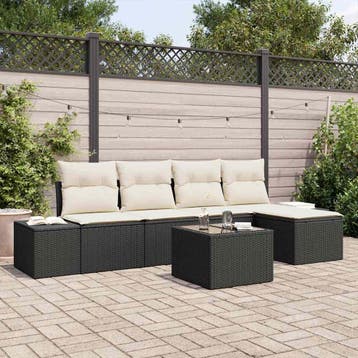vidaXL Tuin Sofa Set 5 st Bruin en Crème poly rattan, Verzenden, Nieuw, 5 zitplaatsen