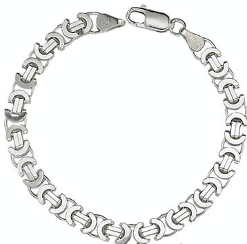Platte koning schakel armband zilver 8,5 mm, Verzenden, Nieuw, Zilver, Zilver