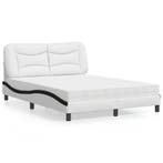 vidaXL Bed met matras Hvar kunstleer wit en zwart 140x200, Huis en Inrichting, Slaapkamer | Bedden, Overige materialen, Verzenden
