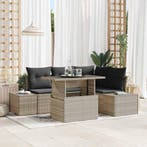 vidaXL Tuin Sofa Set met kussen 5 pcs Lichtgrijs poly rattan, Verzenden, Nieuw, Rotan, 5 zitplaatsen