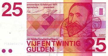 Bankbiljet 25 gulden 1971 J. Pietersz Sweelinck Zeer Fraai, Verzenden