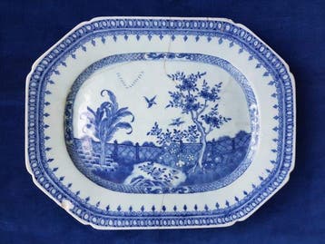Zeldzame 18e-eeuwse Qing-dynastie Chinese Export Blauwe en