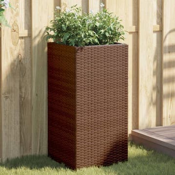 vidaXL Plantenbak 40x40x80 cm poly rattan bruin, Tuin en Terras, Verzenden, Nieuw
