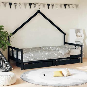 vidaXL Kinderbedframe met lades 90x200 cm massief grenenhout, Verzenden, Nieuw