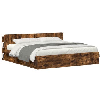 vidaXL Hoofdeinde kas met opslag Gerookt eiken Bewerkt hout, Verzenden, Nieuw, Bruin, Hout