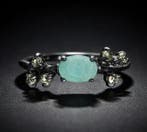 925 zilver zwartgerhodineerd - Smaragd - Peridot - Ring