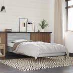 vidaXL Bedframe bewerkt hout en metaal grijs sonoma eiken, 100 cm, Eenpersoons, Verzenden, Nieuw