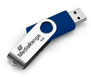 MediaRange | USB Stick | 8 GB | USB 2.0 | Twister | Blauw, Computers en Software, USB Sticks, Verzenden, Nieuw