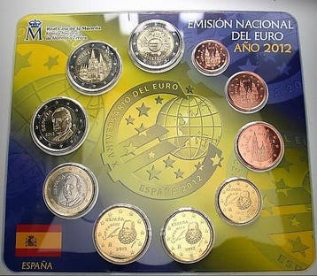 7,88 Euro,munten set 1 Cent-2 Euro 2012 Spanien Juan Carlos, Postzegels en Munten, Munten | Europa | Euromunten, Verzenden
