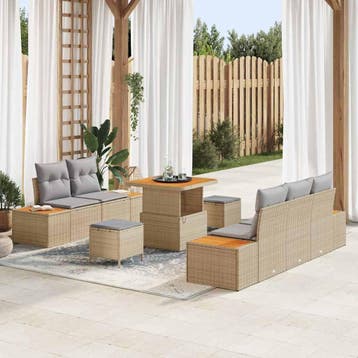 vidaXL Tuin Sofa Set 8 st 7-Aantal zitplaatsen Beige en, Verzenden, Nieuw, 8 zitplaatsen