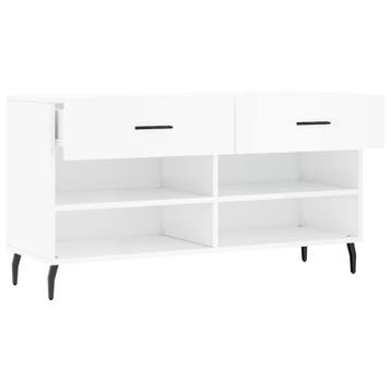 vidaXL Schoenenbank 102x35x55 cm bewerkt hout hoogglans wit, Verzenden, Nieuw