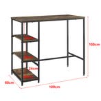 Bartafel Växjö met 3 planken 109x60x100 cm zwart houtkleurig, Huis en Inrichting, Tafels | Statafels, Verzenden, Nieuw