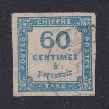 Frankrijk 1878 - Belastingzegels, nr. 9, 60c blauw, met, Gestempeld