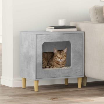 vidaXL Kattenhuis Betongrijs 51 x 30 x 52 cm Bewerkt hout, Dieren en Toebehoren, Verzenden, Nieuw