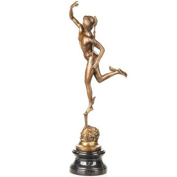 Figuur - Bronzefigur Hermes 60 CM - Brons, Marmer