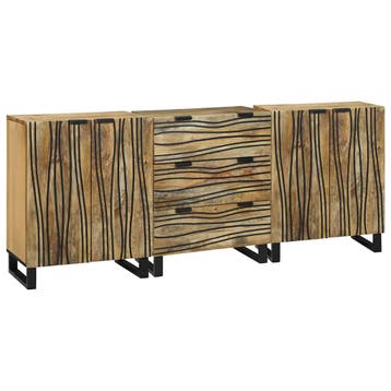 vidaXL Dressoir set 3 st Naturel 180 x 33 x 75 cm Massief, Huis en Inrichting, Badkamer | Badkamermeubels, Verzenden, Nieuw, Overige typen