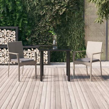 vidaXL 3-delige Tuinset met kussens poly rattan zwart en, Verzenden, Nieuw, 2 zitplaatsen, Tuinset