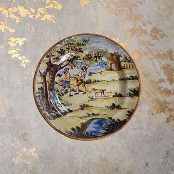 Schotel - Veelkleurige maiolica - fabriek van Castelli,, Antiek en Kunst