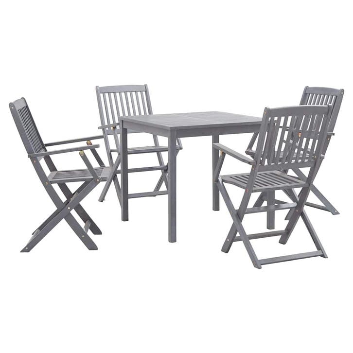 vidaXL 5-delige Tuinset massief acaciahout grijs, Tuin en Terras, Tuinsets en Loungesets, Tuinset, Nieuw, 5 zitplaatsen, Hardhout