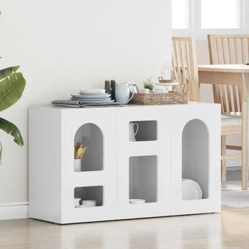 vidaXL Dressoir ELST Hoogglans wit 100 x 35 x 59 cm Bewerkt, Verzenden, Nieuw, Overige houtsoorten, Minder dan 50 cm