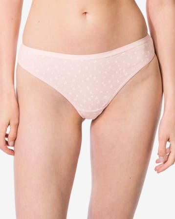 HEMA Damesstrings katoen bloemen - 2 stuks lichtroze, Verzenden
